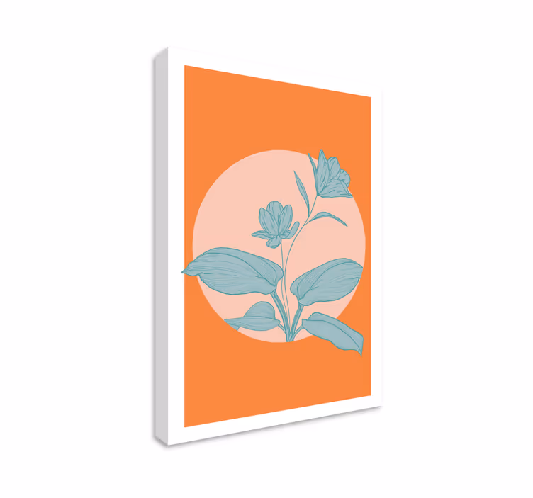 Dipinto con fiori e piante illustrazione arancione - TenStickers
