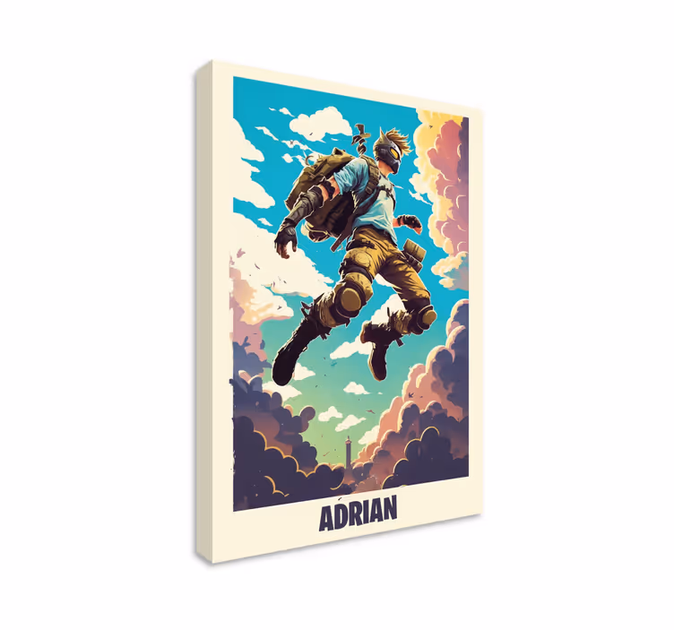 Quadro videogioco personaggio epico con nome personalizzato - TenStickers