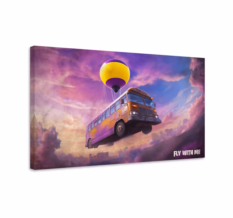 Quadro videogioco scena del bus volanteUn bus volante vola sopra  - TenStickers
