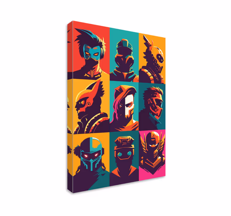 Quadro videogioco personaggi epici dell'arte pop - TenStickers