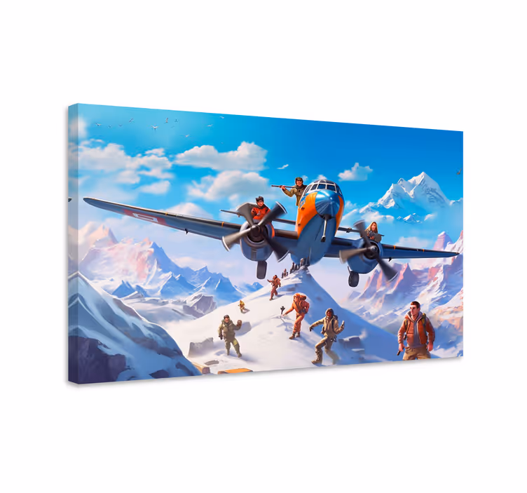 Quadro videogioco personaggi su un aereo - TenStickers