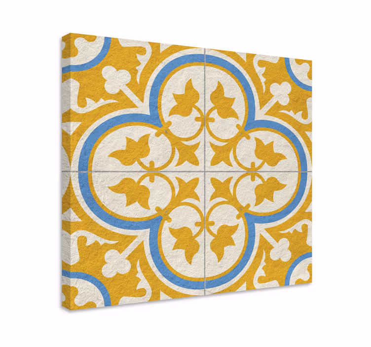 Dipinto vintage piastrella idraulica gialla - TenStickers