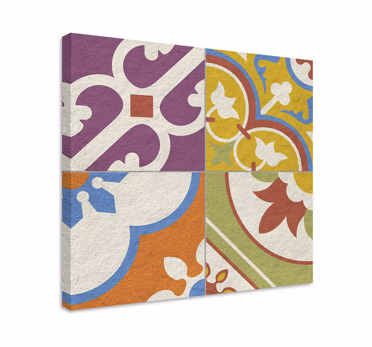 Dipinto vintage piastrelle con motivi ornamentali - TenStickers