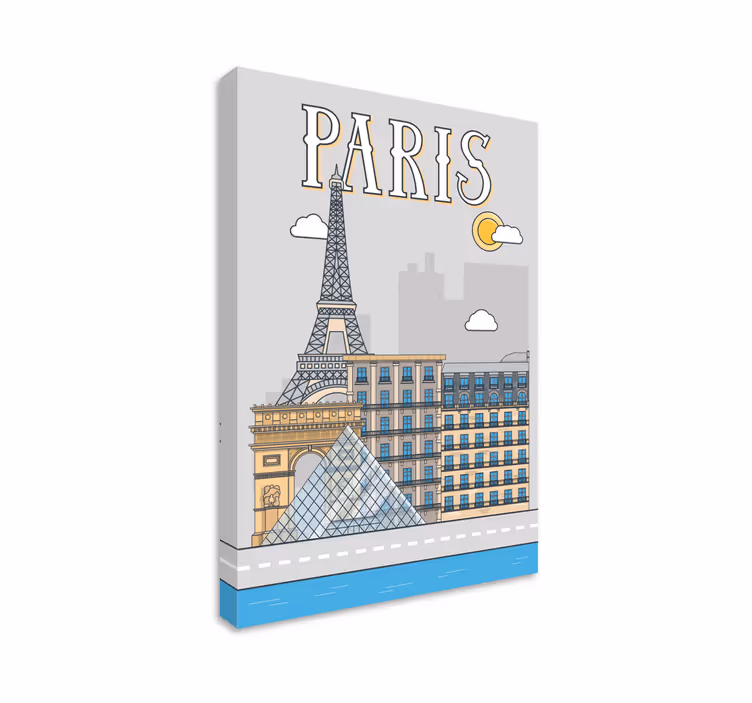 Dipinto città e paesi parigi - TenStickers