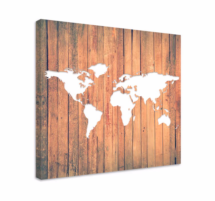 Dipinto mappamondo mappa del mondo bianca su tavoli di legno - TenStickers