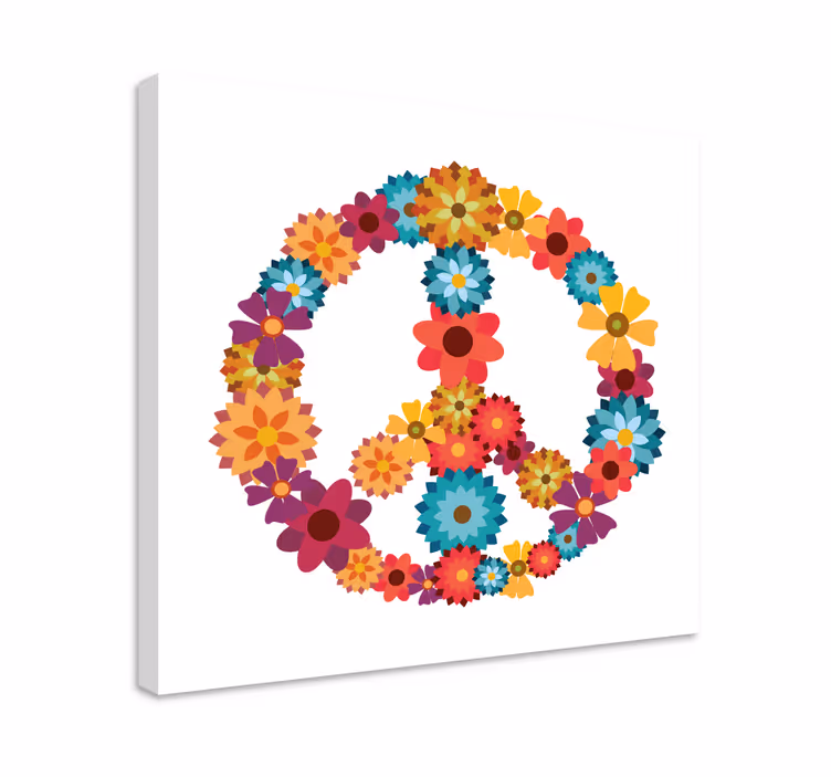 Dipinto con fiori simbolo hippie - TenStickers