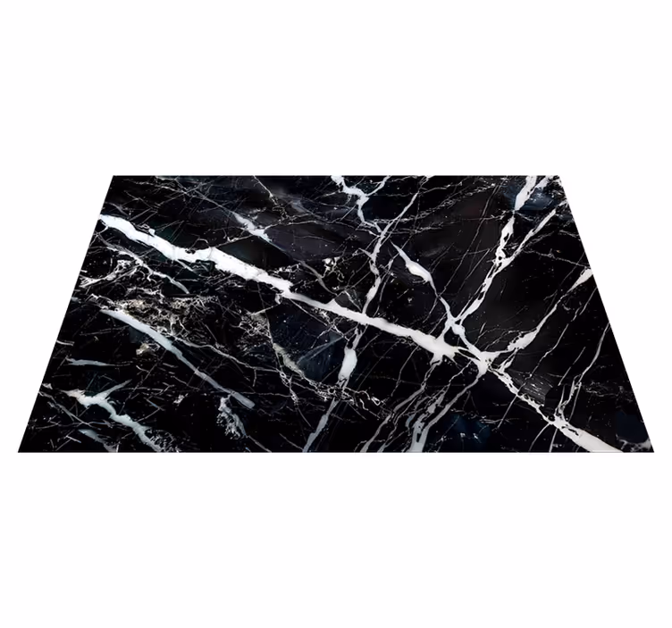 Tappeto vinile nero tonalità di bianco marmo - TenStickers