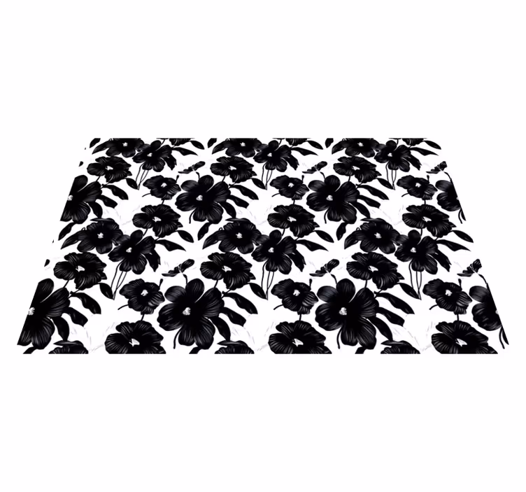 Tappeto vinile fiori papavero nero - TenStickers