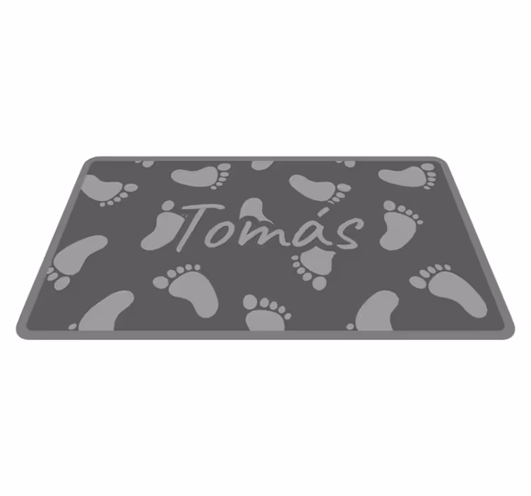 Tappeto vinile con nome disegno di orme grigie - TenStickers