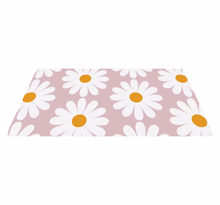 Tappeto vinile bagno margherita con sfondo rosa - TenStickers