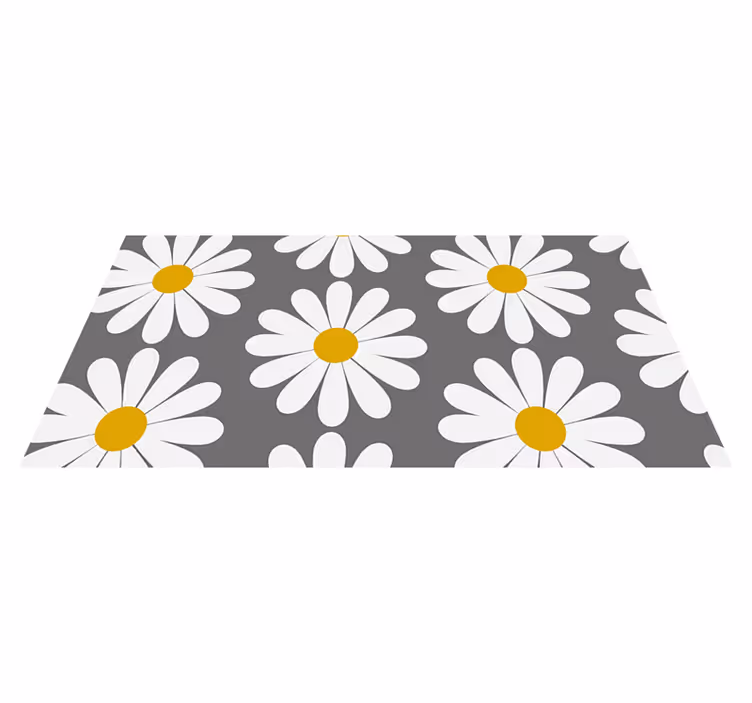 Tappeto vinile bagno margherita con sfondo grigio - TenStickers