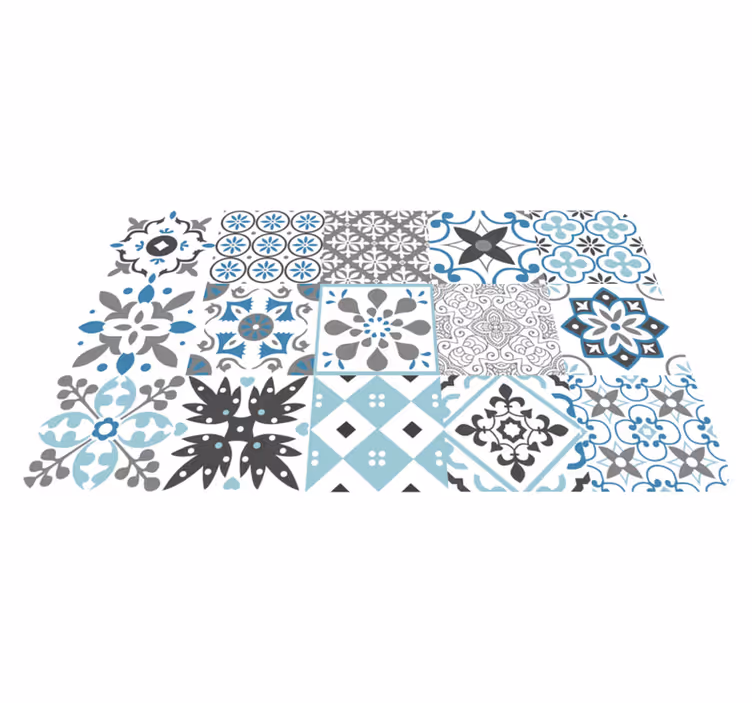 Tappeto pvc cucina mosaico blu - TenStickers