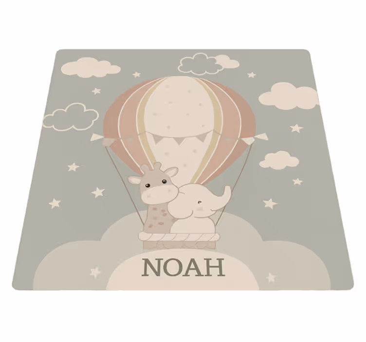 Tappeto vinile per bambini palloncino pastello con nome - TenStickers