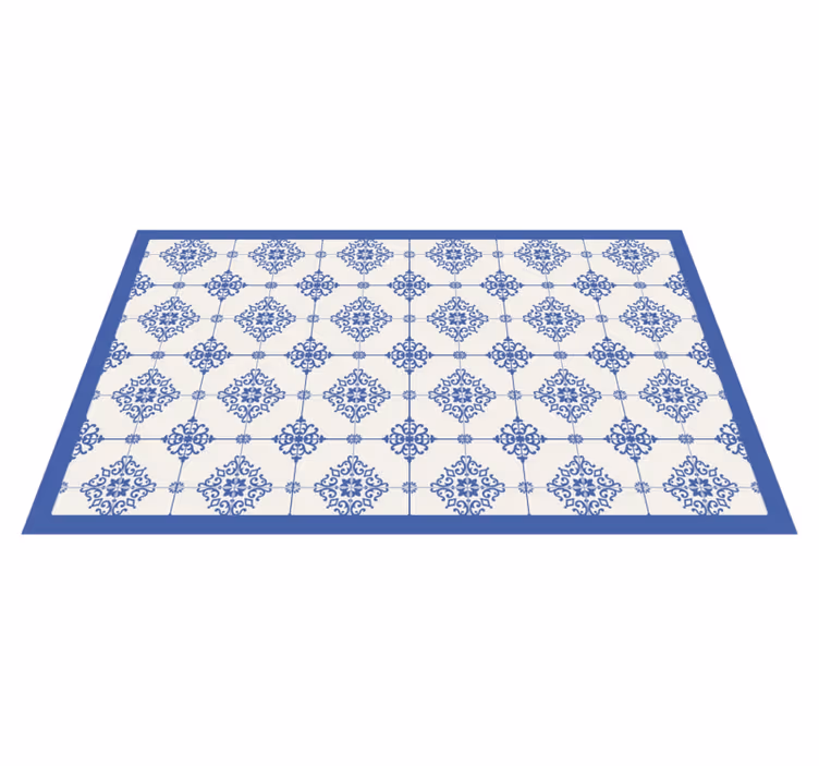 Tappeto vinile blu piastrelle beige marocchine - TenStickers