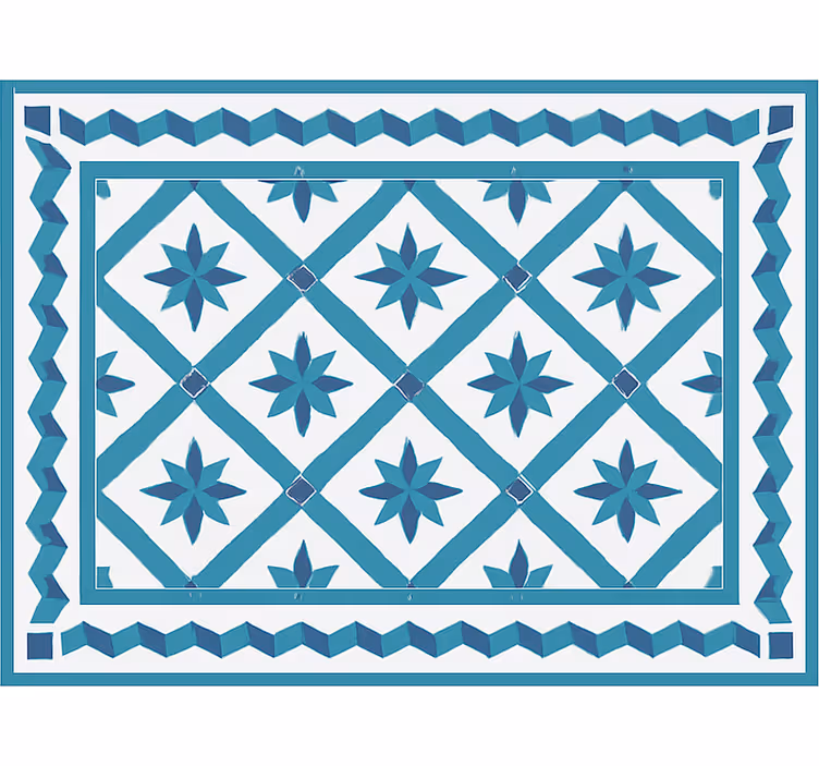 Tappeto vinile blu piastrelle geometriche a stella - TenStickers