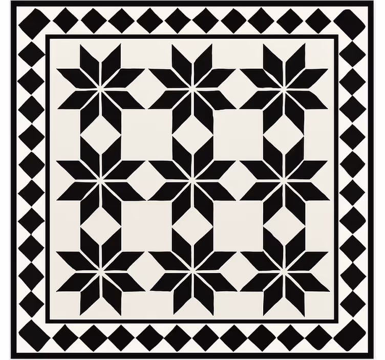 Tappeto pvc cucina motivo a piastrelle a stella monocromatica - TenStickers
