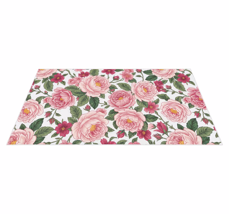 Tappeto in vinile soggiorno fiori rosa bellissimi - TenStickers
