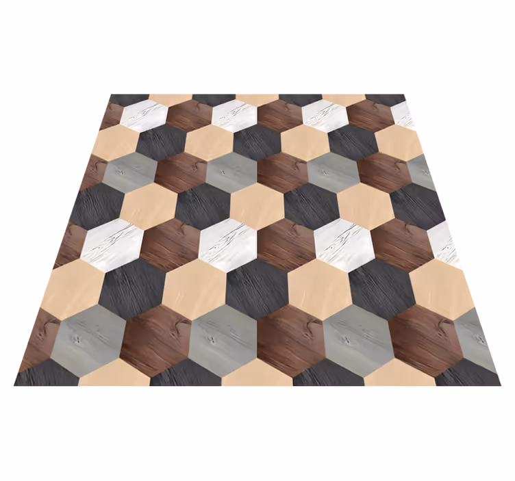 Tappeto pvc cucina esagoni in legno misto - TenStickers