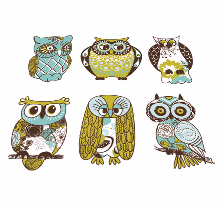 Tappeto vinile animali sei gufi - TenStickers
