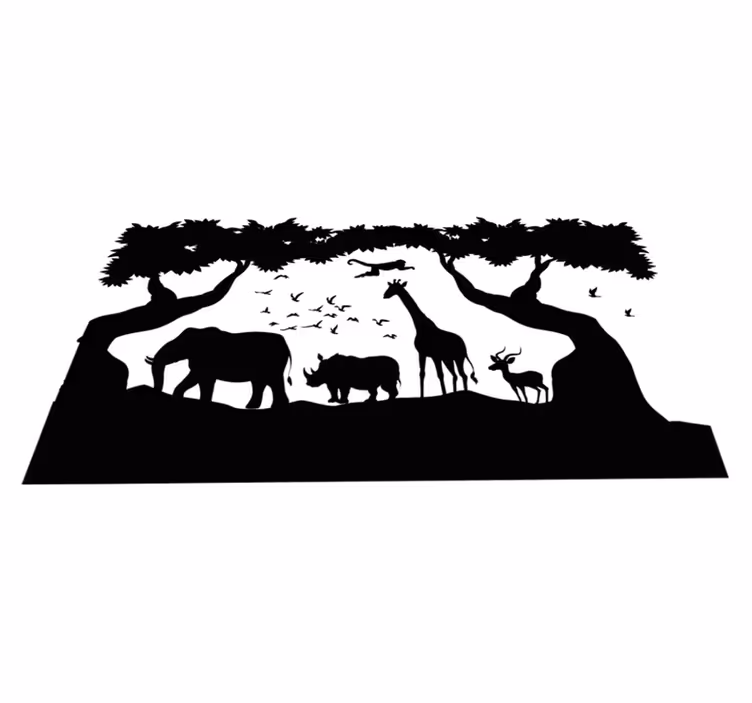 Tappeto vinile animali savana bianca e nera - TenStickers