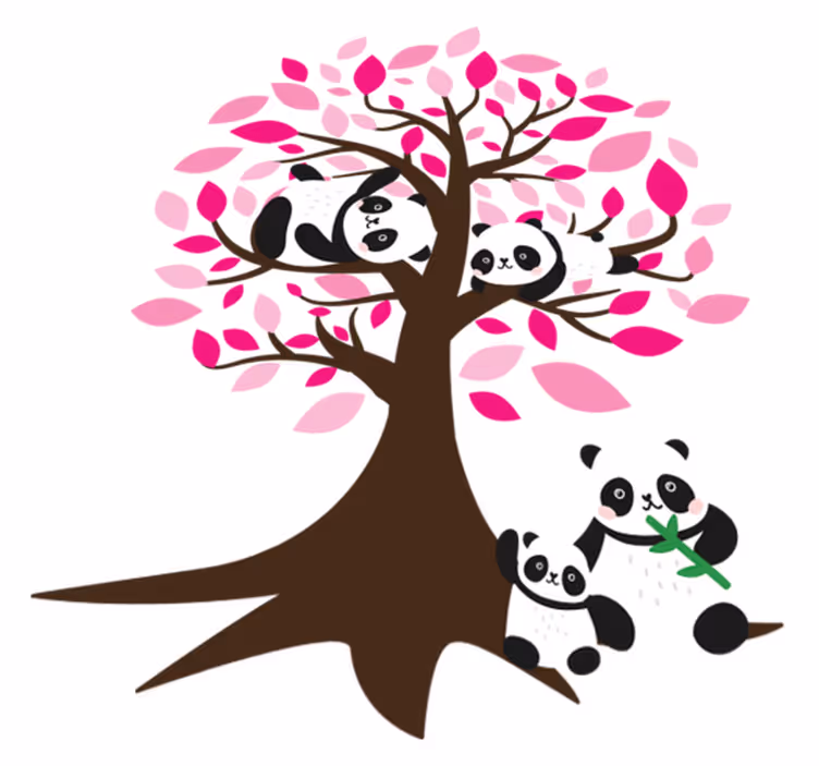Tappeto vinile animali albero con panda - TenStickers
