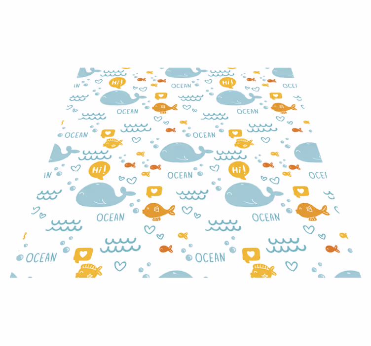 Tappeto vinile animali mobili colorati e felici oceanici - TenStickers