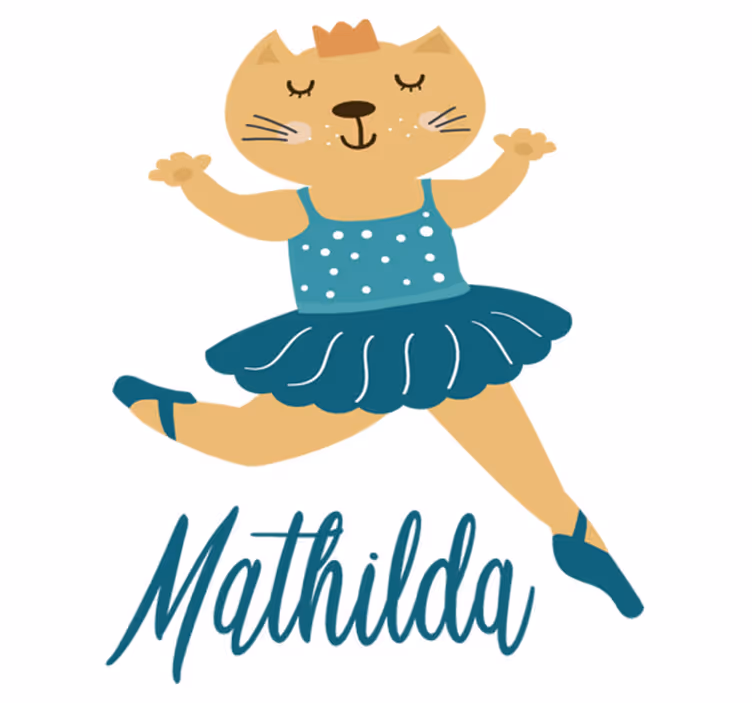 Tappeto vinile animali gattino ballerino con nome - TenStickers