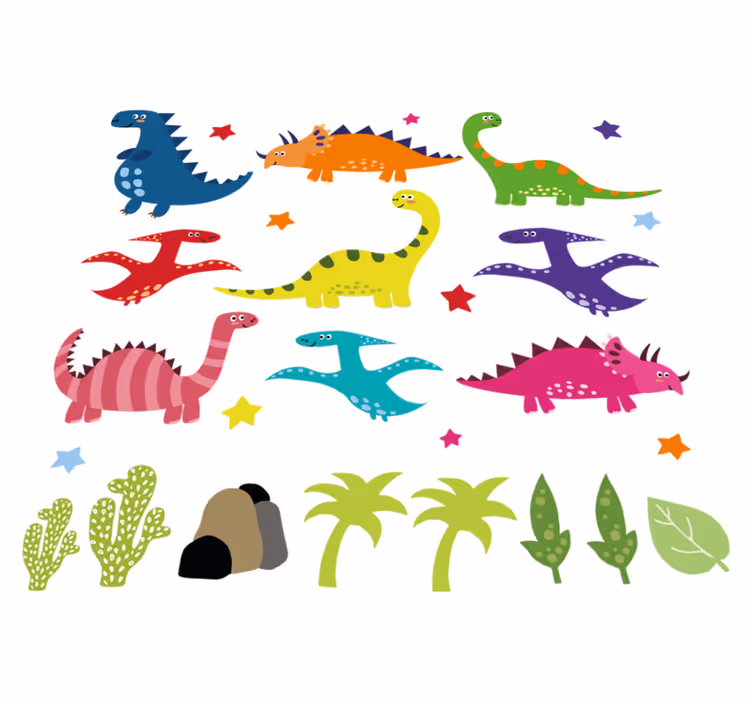 Tappeto vinile animali set cartoni dinosauri colorati - TenStickers