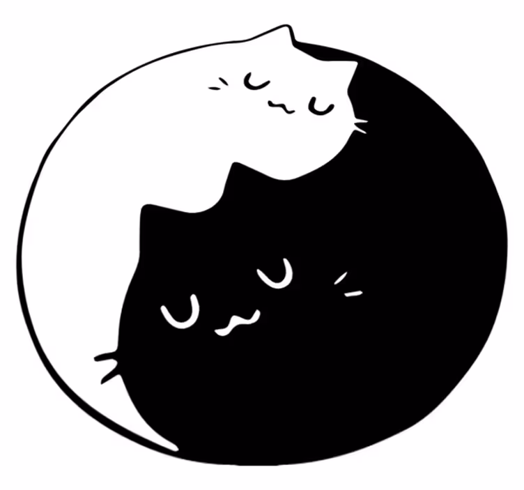 Tappeto vinile animali gatti yin yang - TenStickers