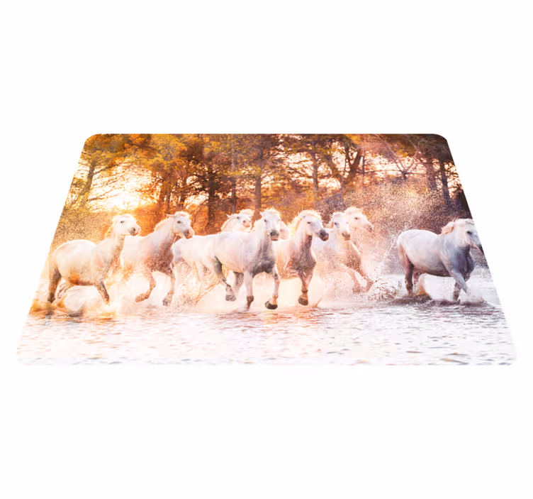 Tappeto vinile animali cavalli selvaggi al tramonto - TenStickers