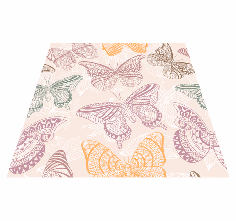 Tappeto vinile animali farfalle ornamentali colorate - TenStickers