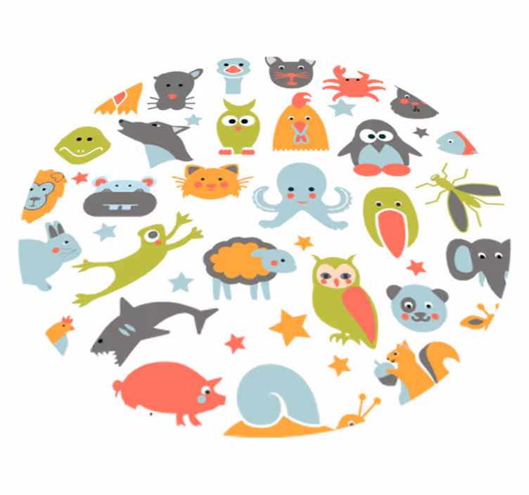Tappeto vinile animali in cerchio - TenStickers