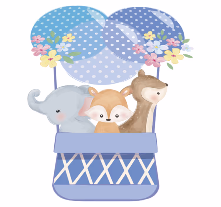 Tappeto vinile animali palloncino ad aria calda acquerello - TenStickers