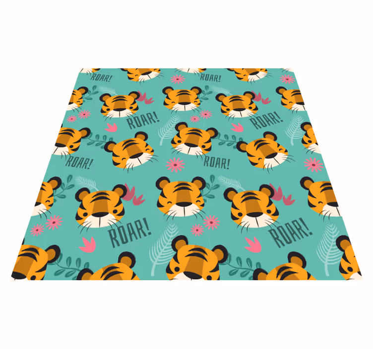 Tappeto vinile animali cuccioli di tigre ruggenti - TenStickers