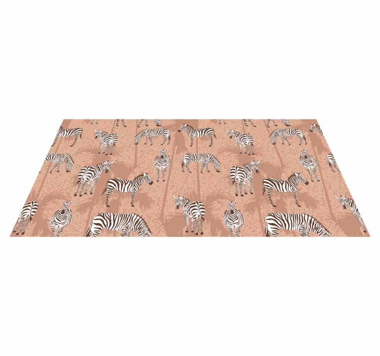 Tappeto vinile animali zebra e palme marroni - TenStickers