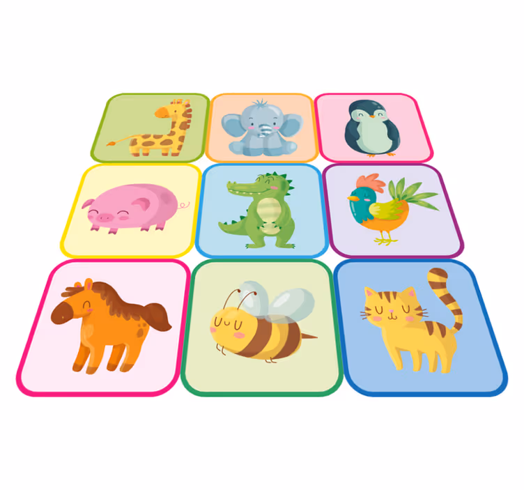 Tappeto vinile animali piastrelle colorate - TenStickers
