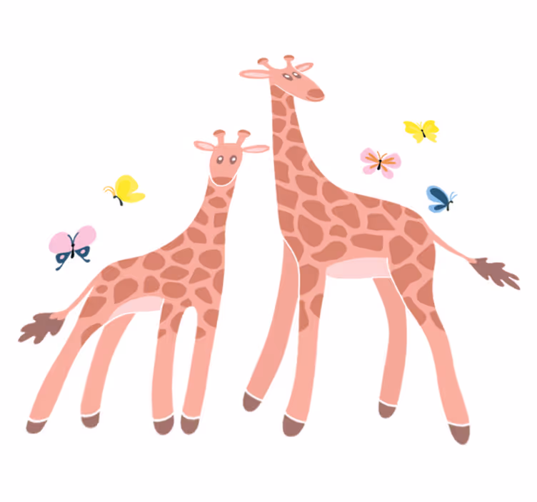 Tappeto vinile animali giraffa e farfalla genitore e figlio - TenStickers