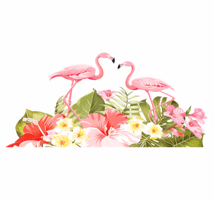 Tappeto vinile animali fiore tropicale fenicottero - TenStickers
