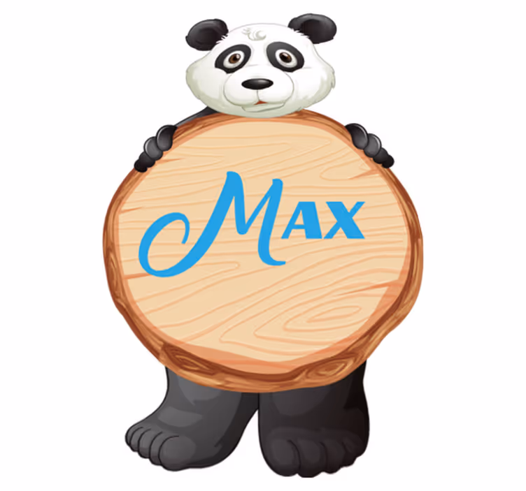 Tappeto vinile animali panda con nome - TenStickers