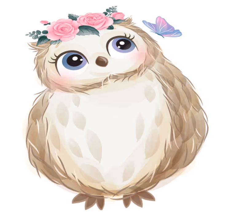 Tappeto vinile animali gufo e fiori - TenStickers