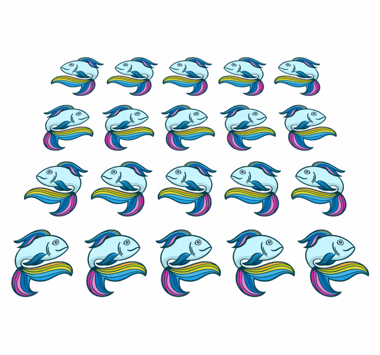 Tappeto vinile animali pesci blu neon - TenStickers