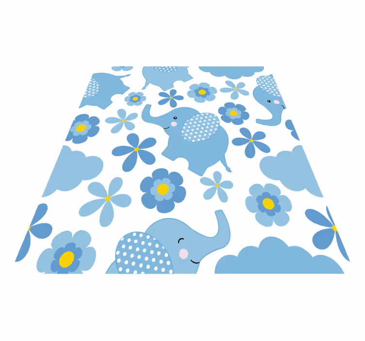 Tappeto vinile animali elefantini blu - TenStickers