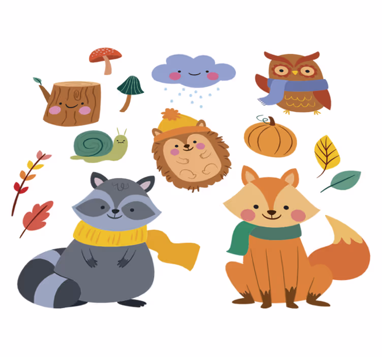 Tappeto vinile animali fiori e animali d'autunno - TenStickers