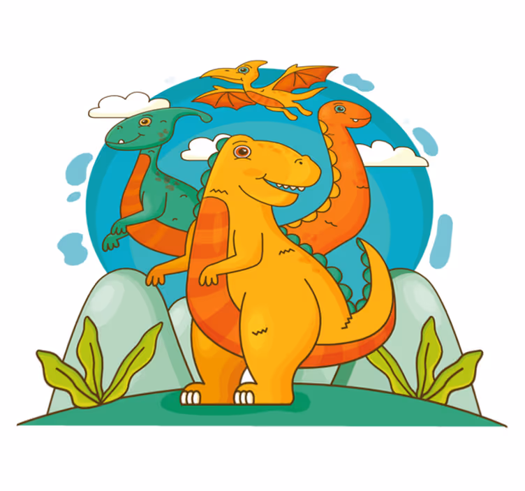 Tappeto vinile animali dinosauri nella giungla - TenStickers
