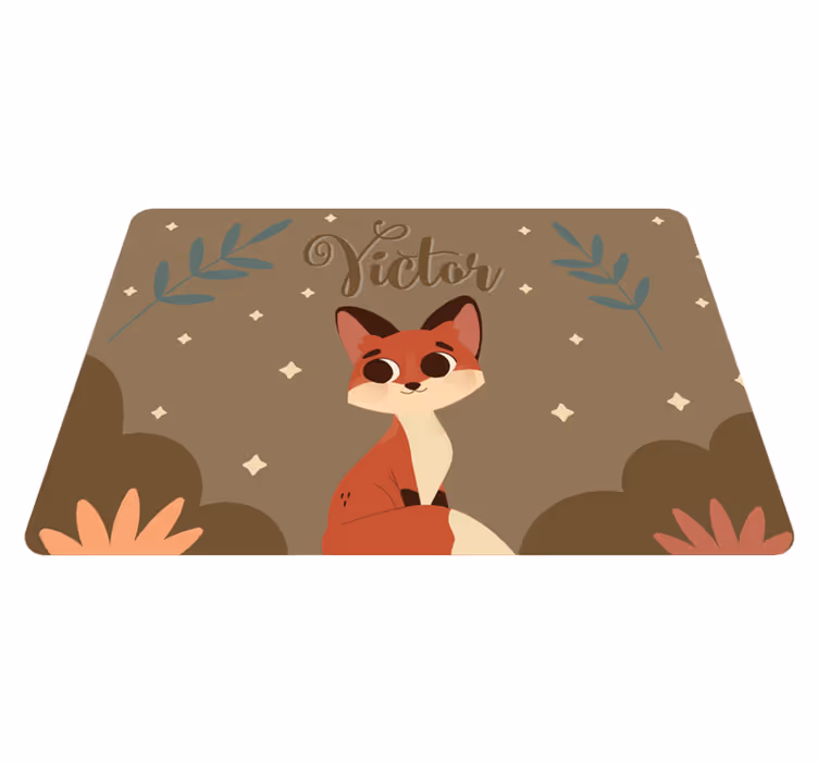 Tappeto vinile animali volpe carina per bambino con nome - TenStickers