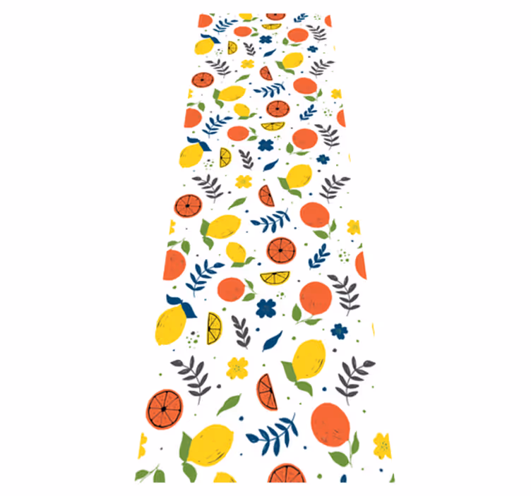 Tappeto vinile animali frutti agrumi con foglie - TenStickers