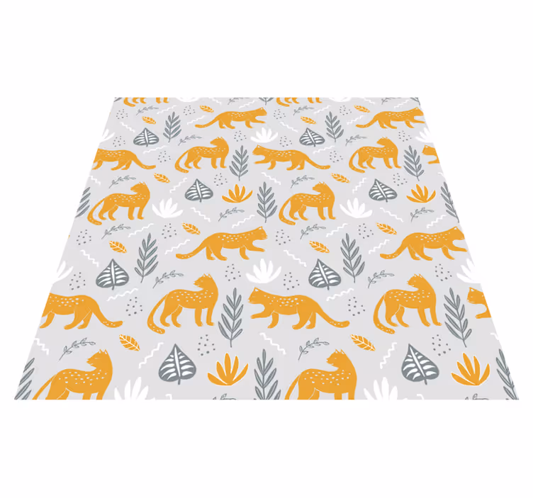 Tappeto vinile animali motivo giaguaro su sfondo chiaro - TenStickers