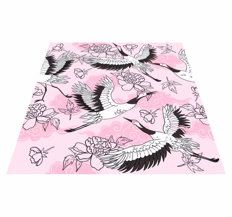 Tappeto vinile animali uccelli selvatici moderno rosa - TenStickers