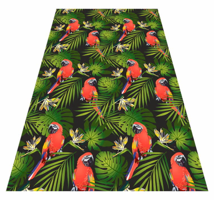 Tappeto vinile animali pappagalli colorati su sfondo grigio - TenStickers