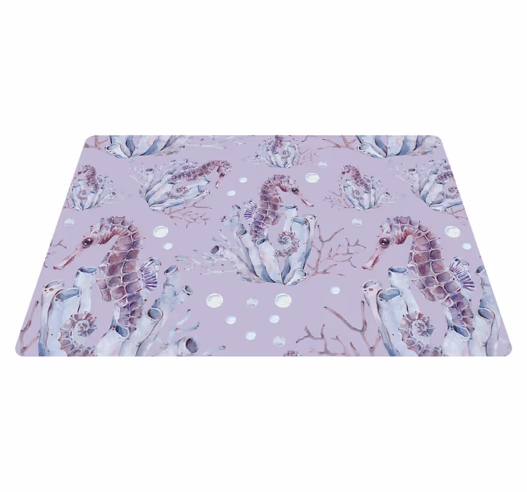 Tappeto vinile animali cavalluccio marino acquerello - TenStickers